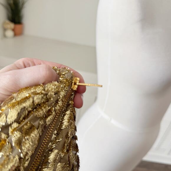 Michael Kors Metallic Gold Silk Cheetah Fil Coupe Draped Sarong Skirt Size 8 - Picture 7 of 10